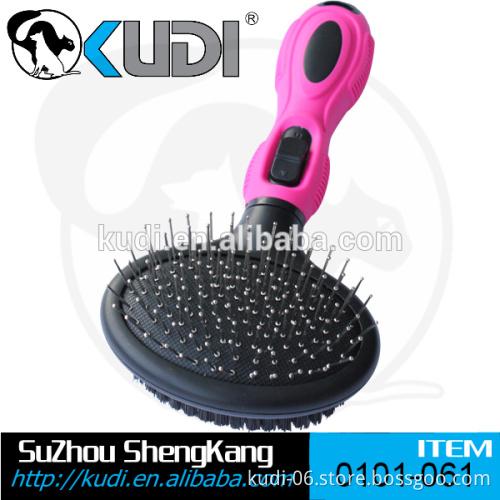 Double Sided Pin and Bristle Brush with Round Replaceable Head